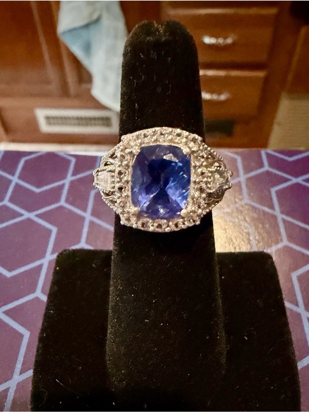 Tanzanite Cushion-Cut Halo Ring - Women Jewelry